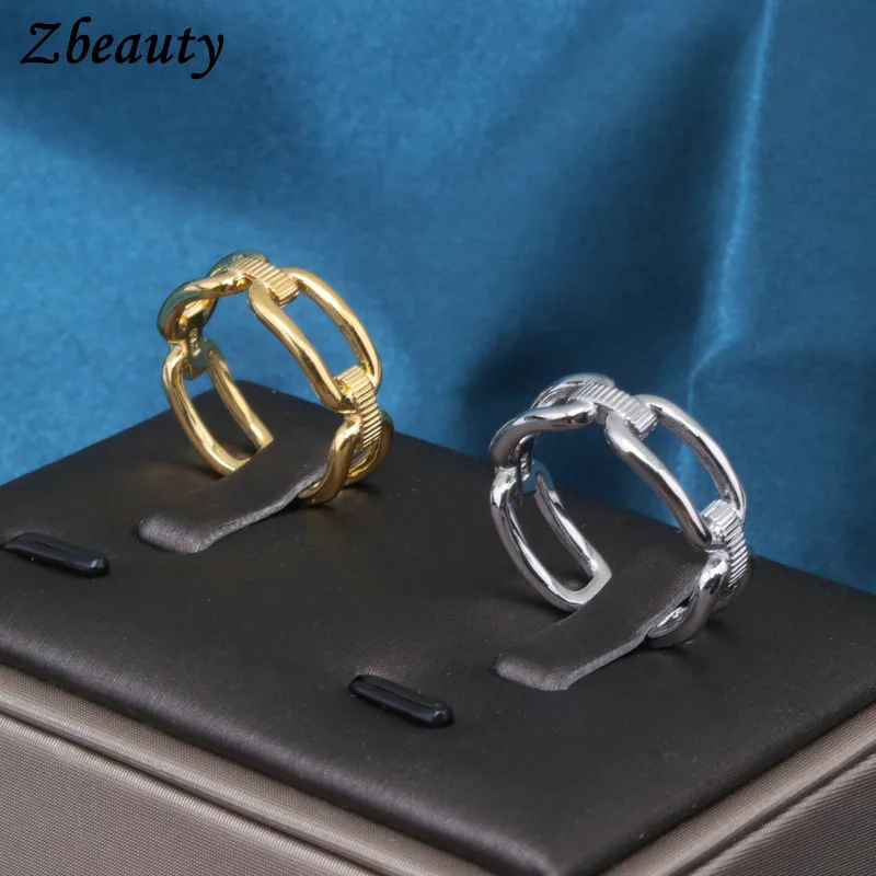 

10pc Hollowed-out Chain Rings Gold Silvery Geometric Open Rings for Women Men Party Gifts Accessories Wholesale