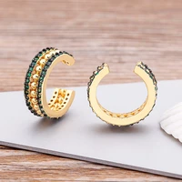 nidin fashion design cubic zirconia ear clip crystal no piercing earrings for women blue pinkgreen ear cuff jewelry gifts
