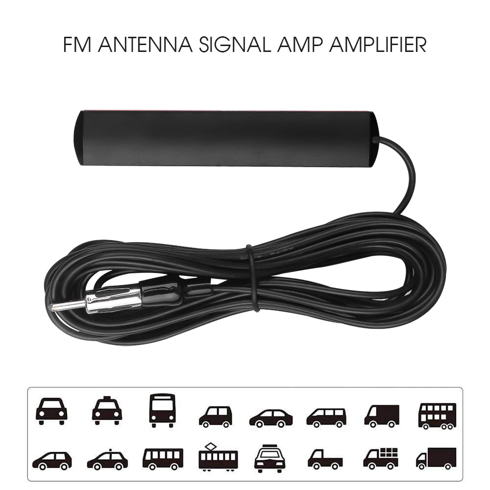 

5 meter length DC 5-12V Car Radio Patch Antenna Aerial Booster Stability Signal FM AMP amplifier 80 - 120MHz for truck boat Auto