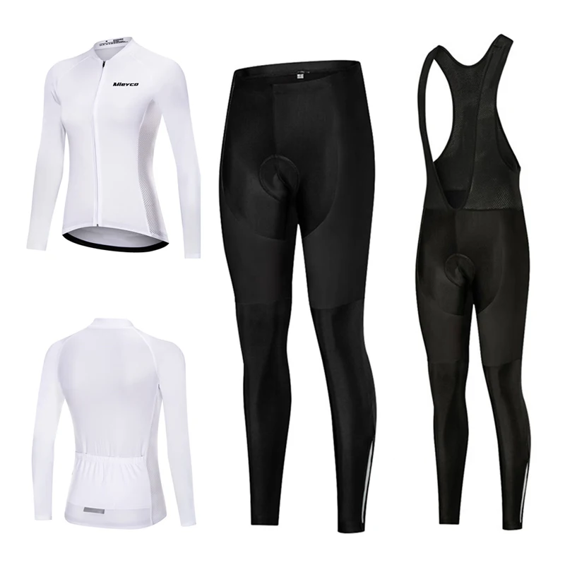 

Women Cycling Clothing Female Long Sleeve Set White Pro Team Riding For Bicycle MTB 5D Gel Pad Pants Kit Roupa Ciclismo Feminina
