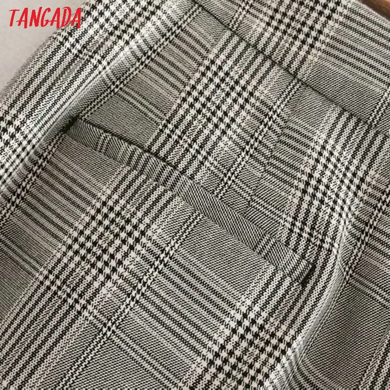 Tangada, Модный женский клетчатый костюм, брюки, брюки, карманы, пуговицы, карман,, Женские повседневные длинные штаны, pantalon 4M107