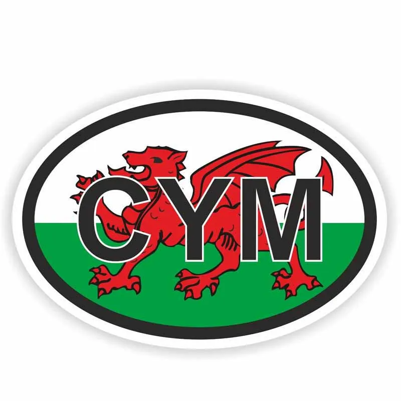 

Lovely Country Code Wales CYM Oval KK Decal Reflective Car Sticker Waterproof Laser Fashion PVC 10.1CM X 6.7CM