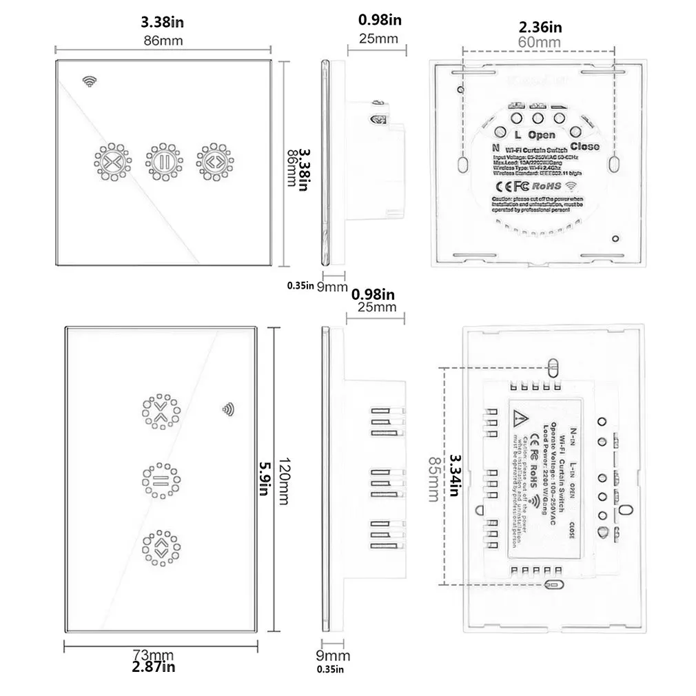

Wifi Intelligent Curtain Switch Alexa Voice Controller Remote Wall Control Switch Touch Switch Button