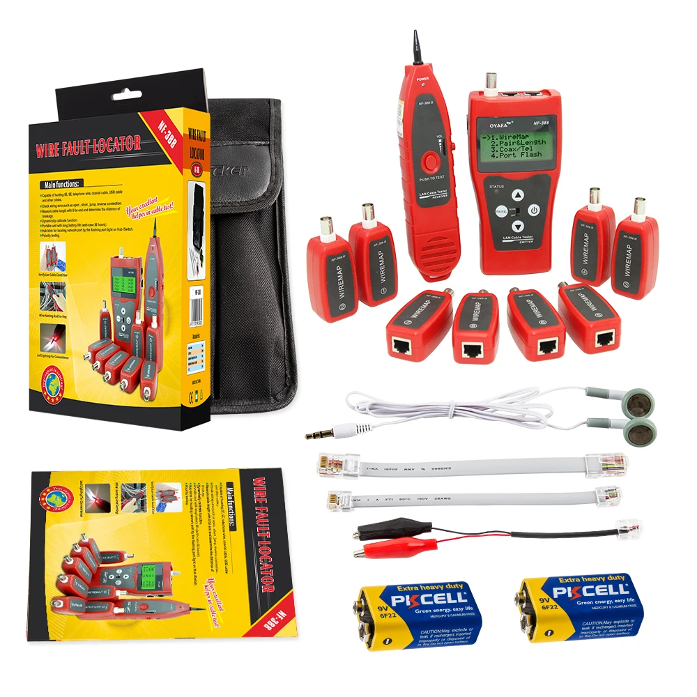 NOYAFA NF-388 Multipurpose Network LAN Phone Cable Tester 8 far-end Test jacks, hunt 5E, 6E Wire Tracker Measure Cable Length