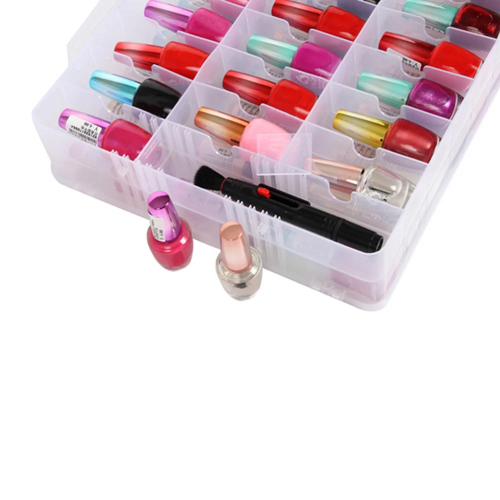 

Universal Clear Nail Polish Organizer Holder Case for 48 Bottles Adjustable Dividers (Transparent)