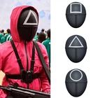 Netflix популярный ТВ сериал игра кальмар менеджер Npc Косплей черная маска круг треугольник квадратный Хэллоуин маскарадный костюм реквизит для вечеринки