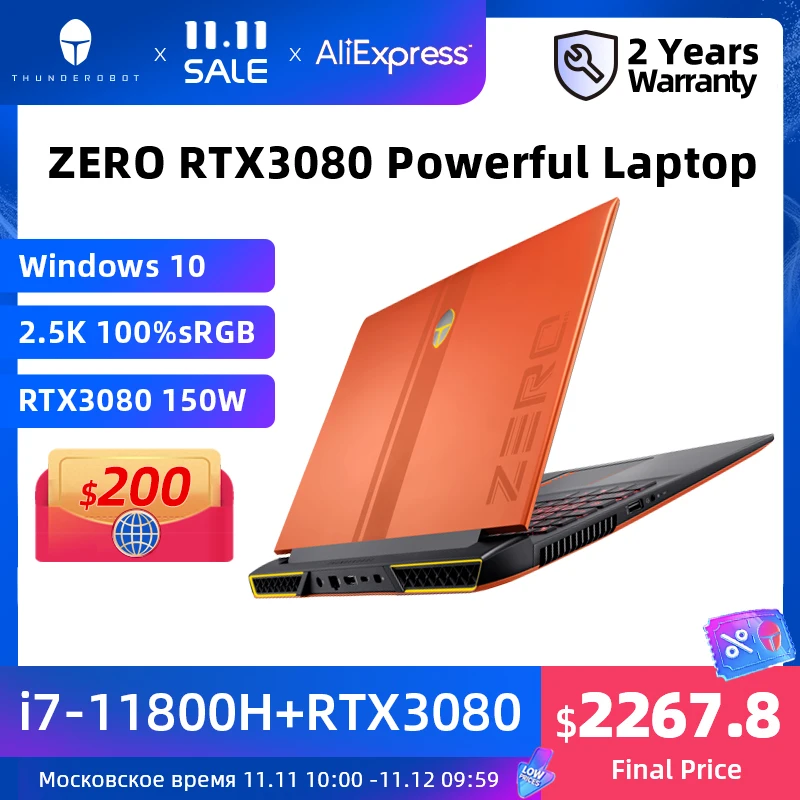 

ZERO RTX3080 i7-11800H Gaming Laptop 165Hz 16'' inch 2.5K 16:10 WiFi6 Windows 10 pro Notebook Computer Laptops 2 Years Warranty