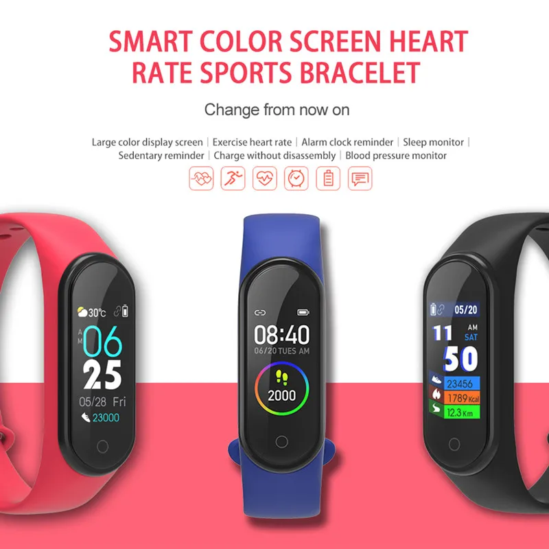 Новый M4S смарт браслет с цветным экраном спортивный фитнес трекер Охота IP67