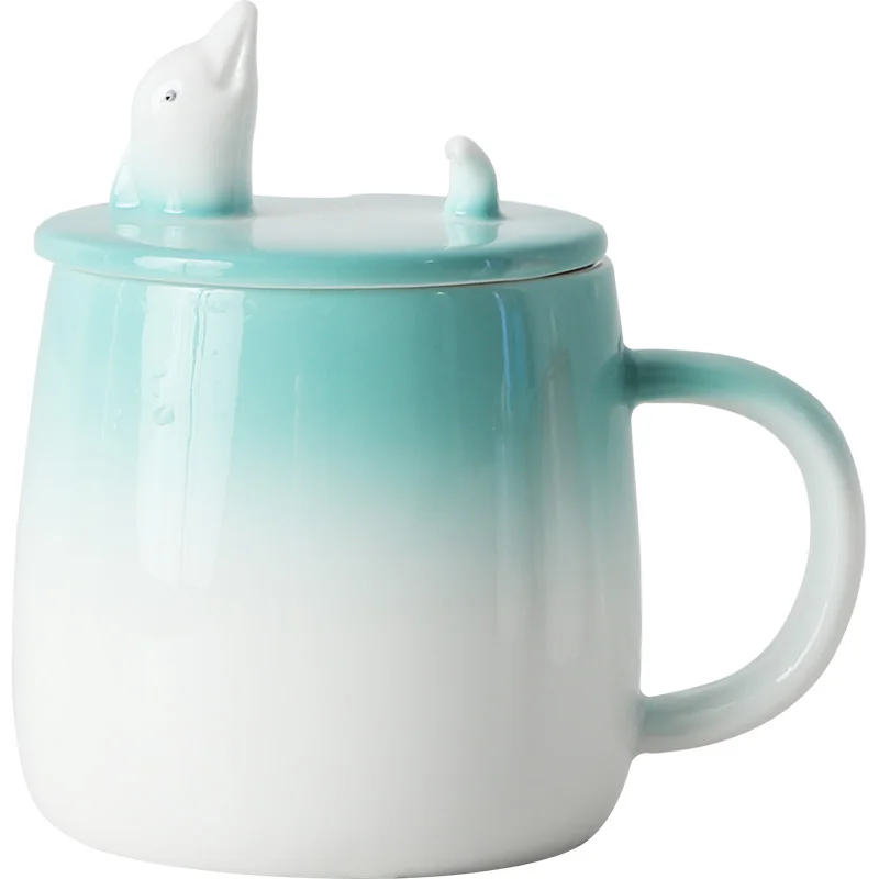 

Ceramic Coffee Mug Travel Tea Funny Cute 3D Dolphin Phone Stand Creative Work Stirring Travelmug Canecas Taza Smoothie Jar EE5MK