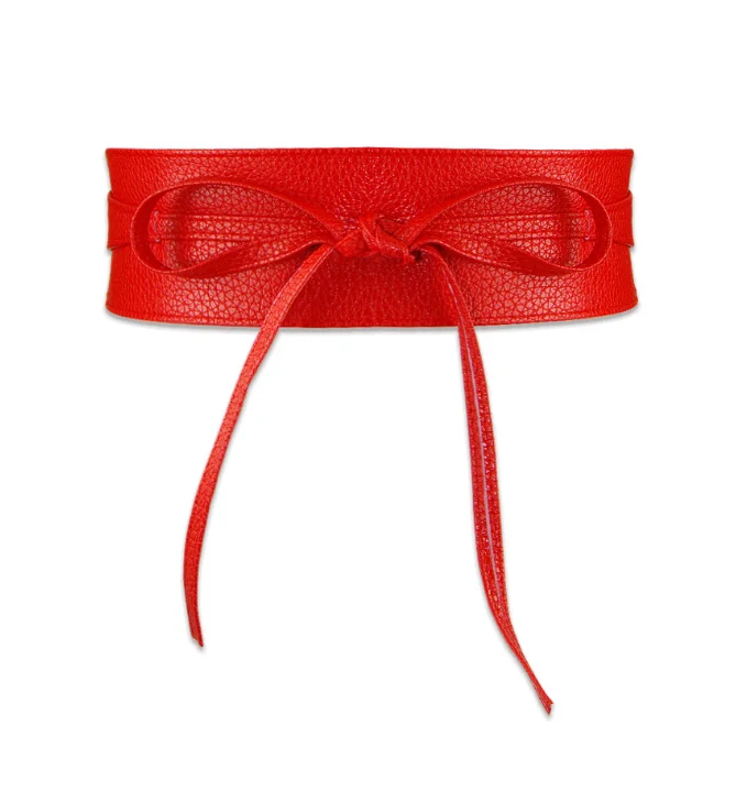 

New Fashion Women Belt Solid Color Bowknot Waistband PU Leather Women's Dress Clothes Vintage Waist Band Belts