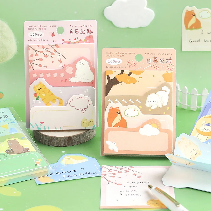 

Cute Forest Animal Bear Rabbit Dog Series N Times Posts Book Mark Label Message Memo Pad School Office Stationery