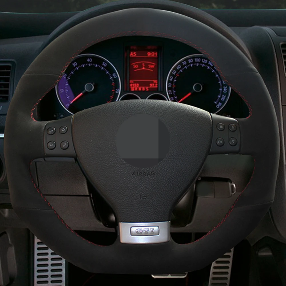 Чехол рулевого колеса автомобиля DIY черная замша для Volkswagen VW Golf 7 GTI R MK7 Polo Scirocco