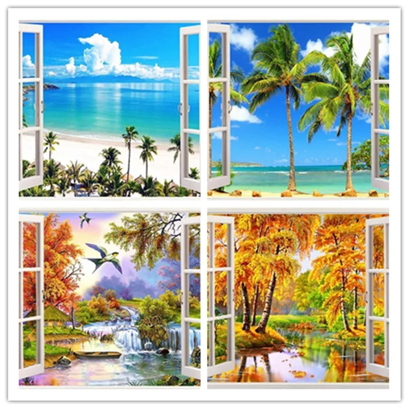 Алмазная картина осень вышивка с пейзажем лето пейзаж Вышивка крестом полное