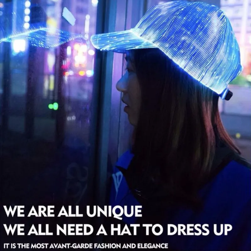 

New Hot-sell Color-changing LED Luminous Cap Fiber Optic Baseball Hat Christmas Party Peaked Cap Unisex Glow Party Supplies