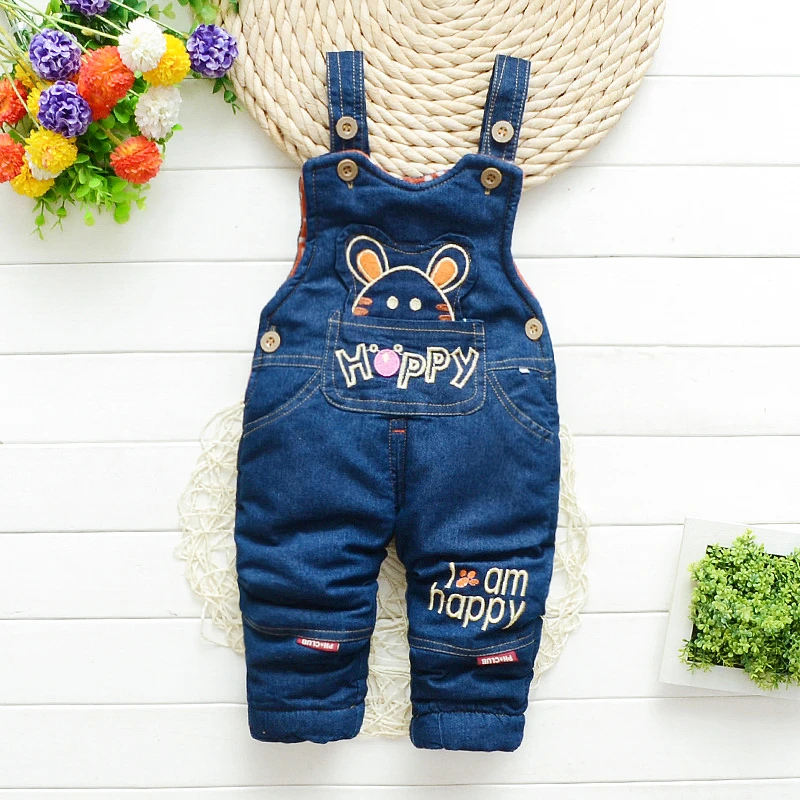 Зимний комбинезон 1-4T для маленьких мальчиков и девочек теплая джинсовая