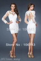 vestidos de novia 2018 new design white sexy backless long sleeve white lace party custom short mother of the bride dresses