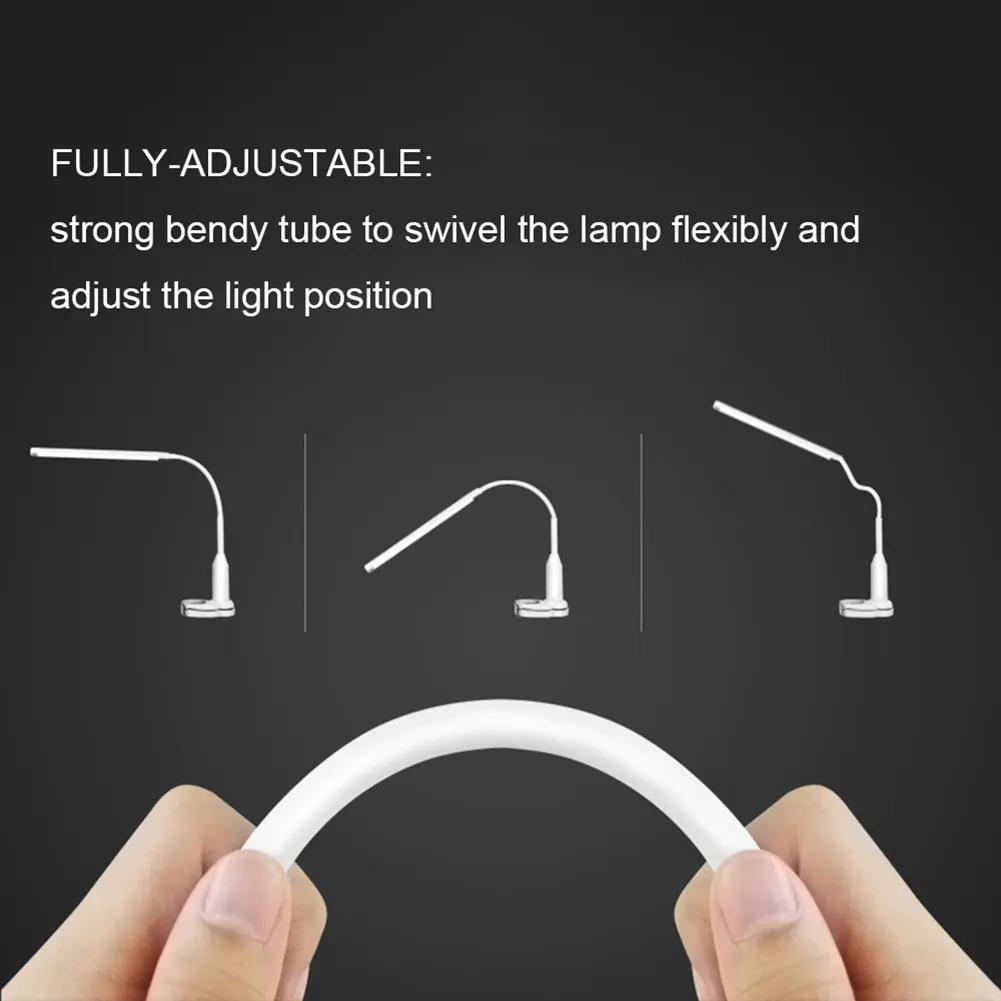 

Adjustable Desk Lamp Clamp Eye Protection Table Reading Light UV USB Stepless Dimmable Modern Clip On White
