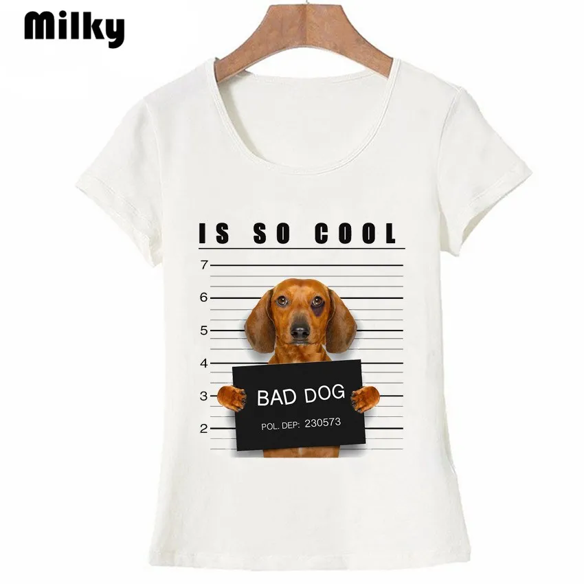 Женская футболка очень крутая забавная Vogue с принтом BAD DOG винтажная белая круглым