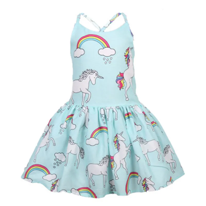 2019 Dress Baby Girls Unicorn Cartoon Summer Cotton Sleeveless Children Princess Fashion New Costume Kids Clothes | Детская одежда и