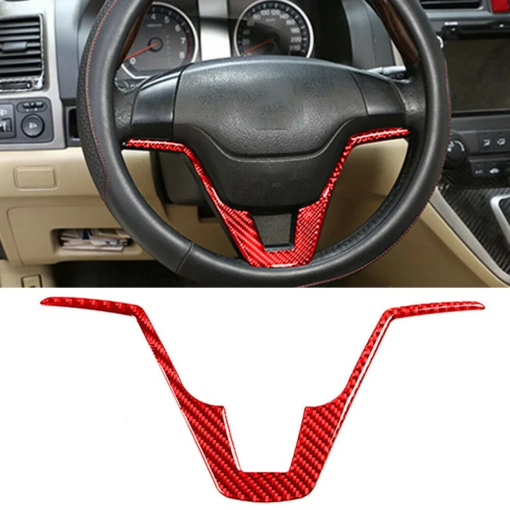 

Для Honda CR-V CRV 2007-2011 красное углеродное волокно Автомобильная панель рулевого колеса отделка аксессуары для интерьера молдинги для интерьера