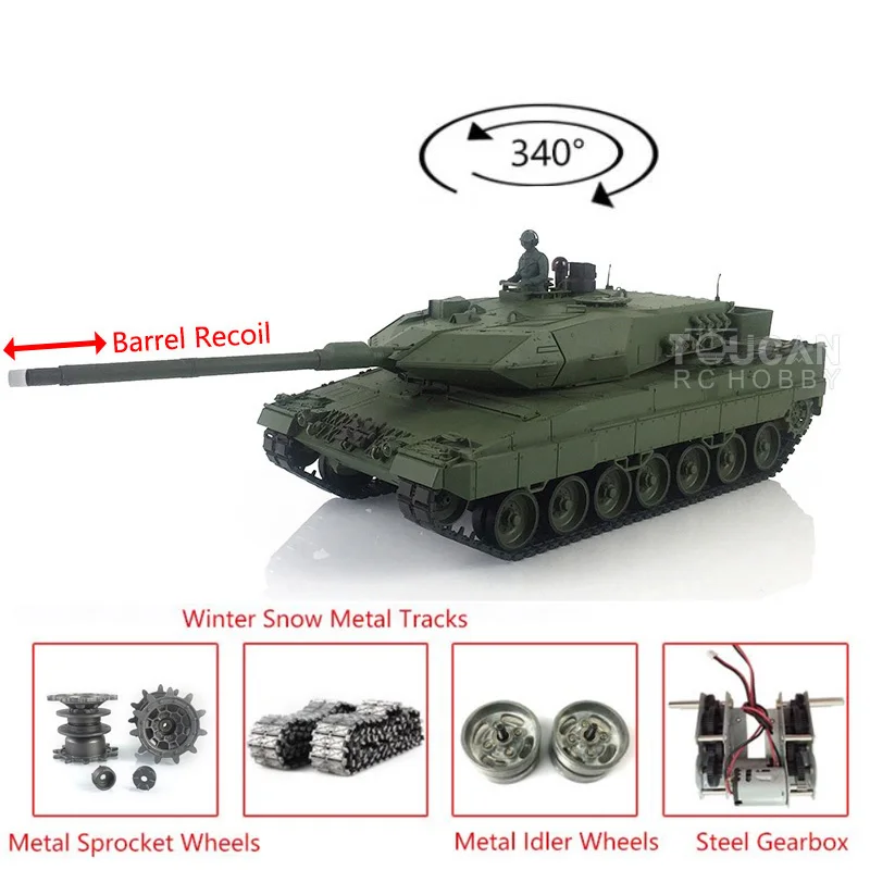 

HENG LONG 1/16 TK7.0 3889 RC Remote Control Tank Panzer Leopard2A6 Car Chassis Tracks Barrel Recoil Metal Linkages TH19268-SMT4