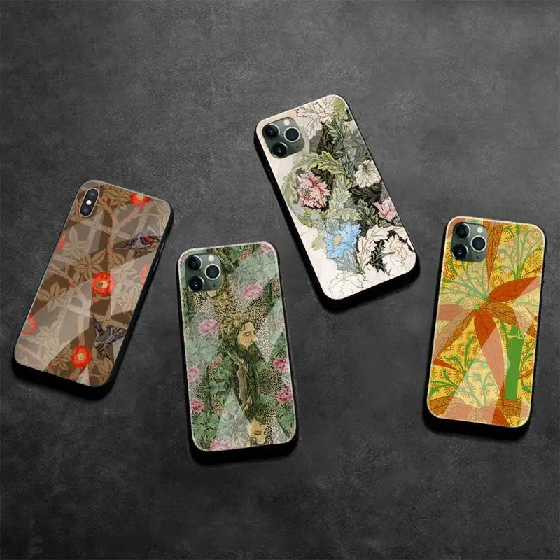 

Чехол для телефона с рисунком Вильям Морриса, закаленное стекло для iPhone 12 Pro Max Mini 11 Pro XR XS MAX 8X7 6S 6 Plus SE 2020, чехол