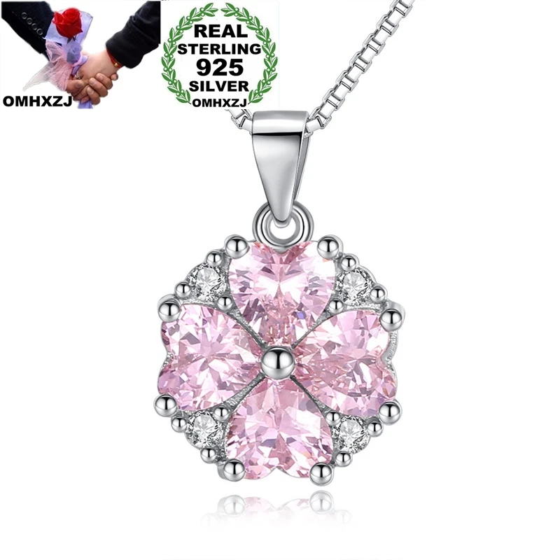 

OMHXZJ, оптовая продажа, европейский модный женский подарок на день рождения и свадьбу, подвеска из стерлингового серебра 925 пробы с цветком и с...