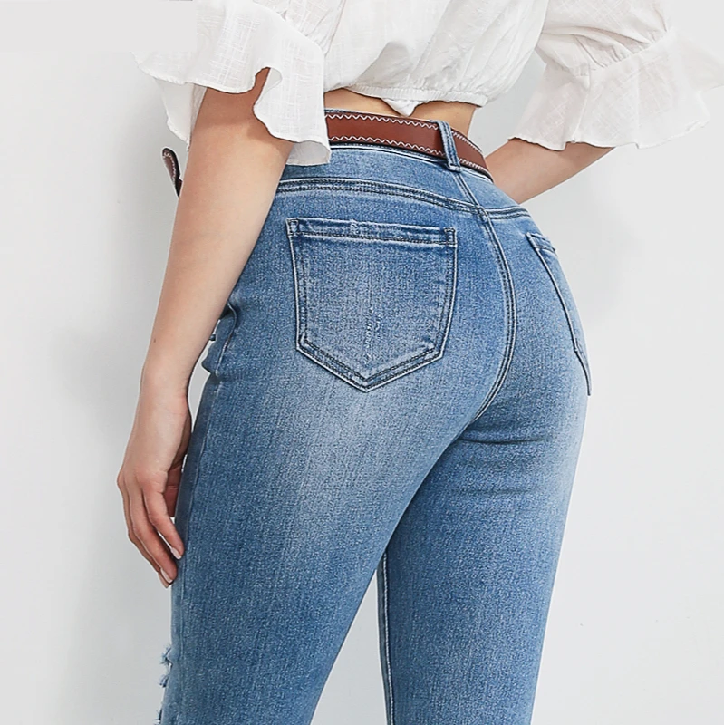 

Sexy Slim Za Mom Pant Jeans Woman High Waist Ripped Stretchy Skinny Hip Lift Denim Washed Trousers for Female 2021 New Fashion