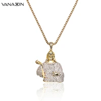 vanaxin hip hop religious pendant bling aaa cubic zirconia cross jesus necklace men chain christian jewelry gifts vintage cc box