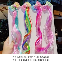 new girls cute cartoon unicorn princess bow colorful braid headband sweet hair ornament clips hairpins fashion hair accessories