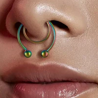 punk fake piercing body jewelry hip hop rock ear clip jewelry fake nose ring hoop nose septum rings stainless steel magnet nose