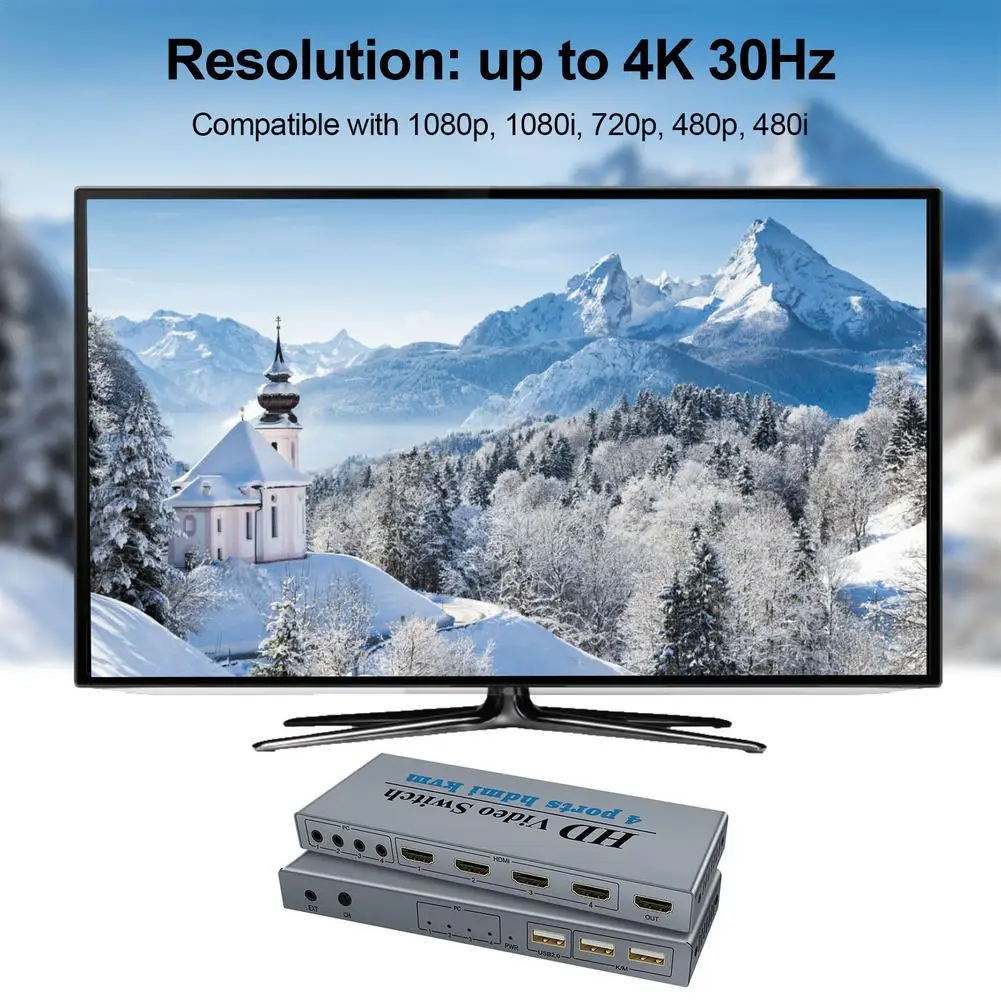 

HDMI-compatible KVM 4K Switch 4 Ports For 2 Computer Share Display PC Converter Supports Keyboard Mouse Printer Drop Shipping