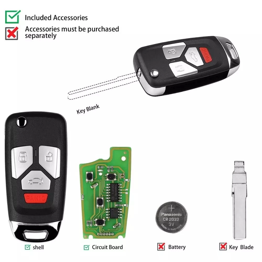 

XKAU02EN Xhorse VVDi Wired Universal Remote Key 4 Buttons