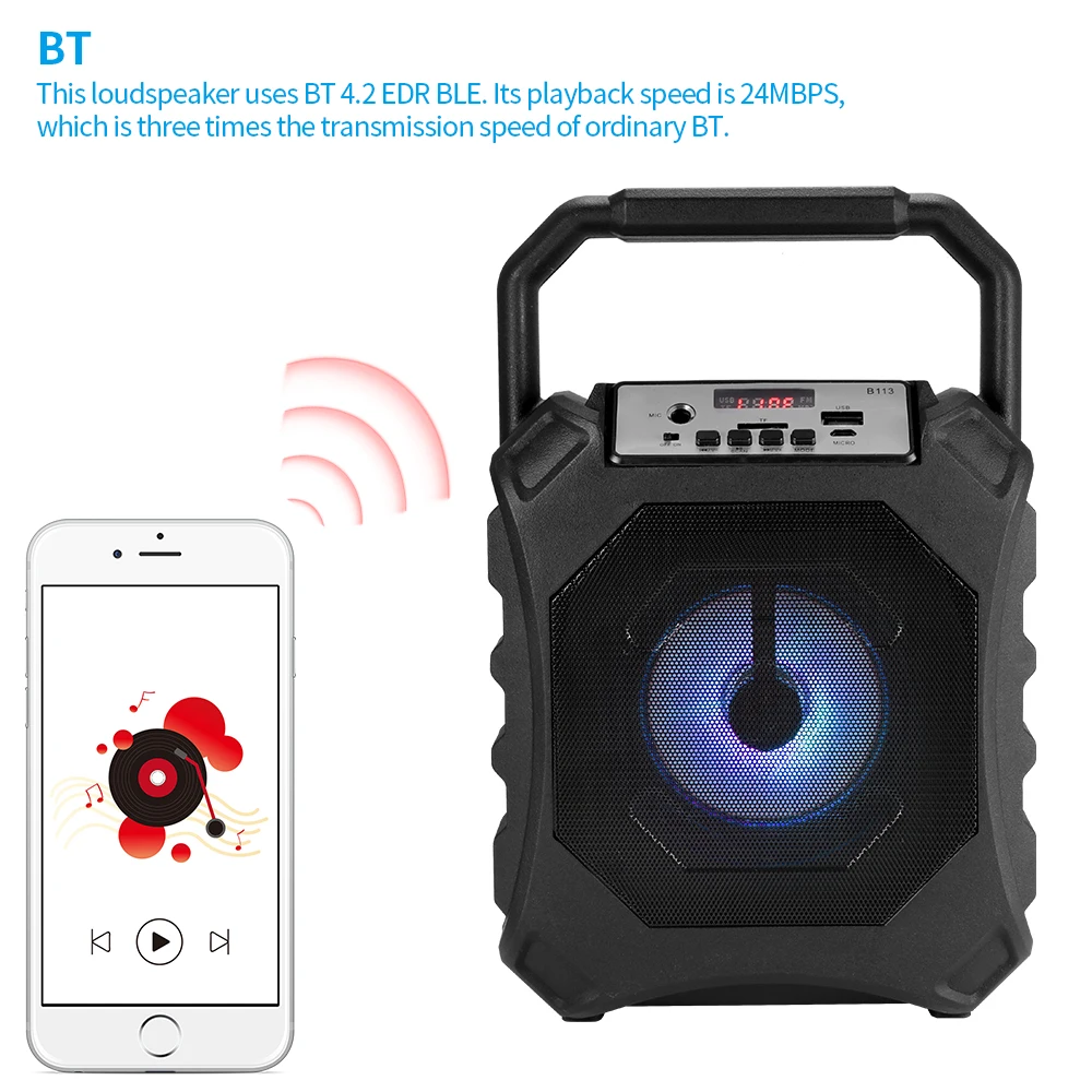 

LED Bluetooth Speaker Potable Wireless Loudspeaker Sound System Stereo Music Surround Outdoor Speaker Support AUX FM TF Card