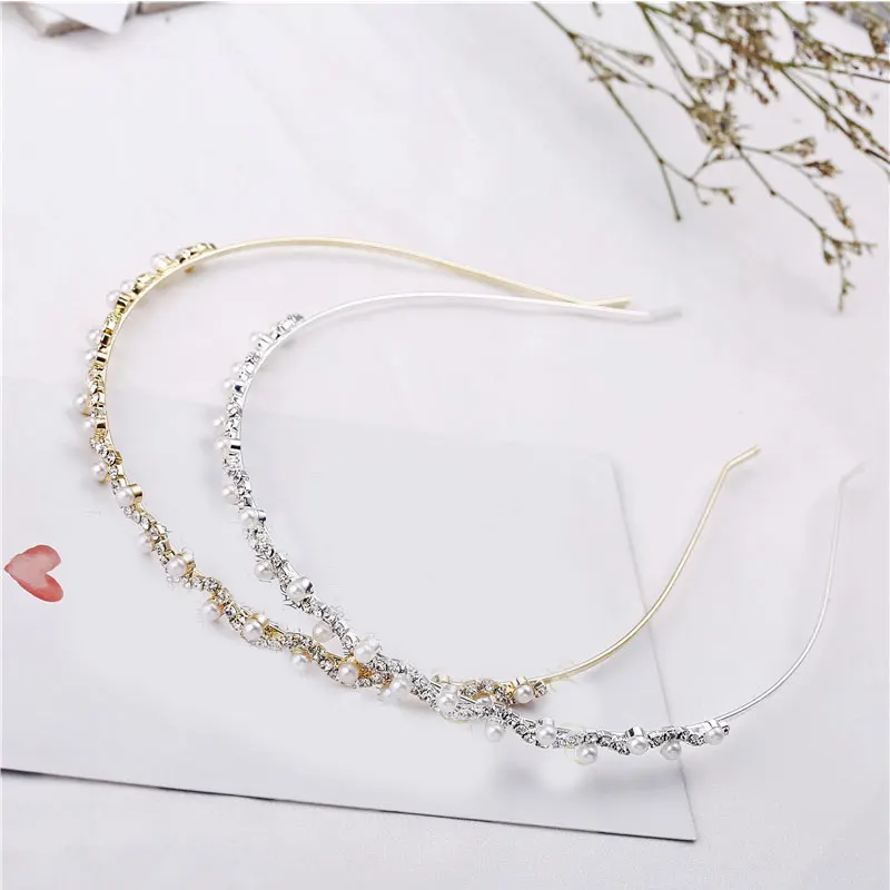 

1Pc Crystal Rhinestone Pearl Hair Hoop Fashion Elegant Hair Bows High Qulity Women Bridal Wedding Tiara Hair Accessories