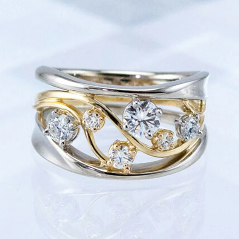 Двухцветное кольцо на палец мужское с фианитами модель A5P789|Кольца| |