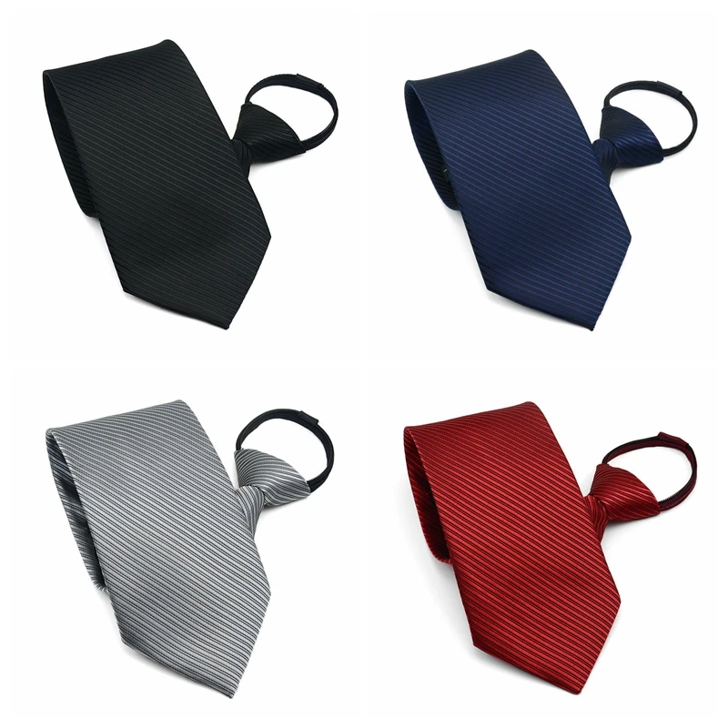 

Men Zipper Tie Commercial Formal Suit Lazy Neck Ring Necktie Neck Tie Striped Male Wedding Narrow Cravate Gifts