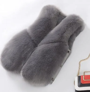 grey Новые женские короткие зимние осенние повседневные жилетки из искусственного меха с v-образным вырезом Chalecos Para Mujer однотонные жилеты из искусственного меха S/2Xl J3059 - Цвет: grey