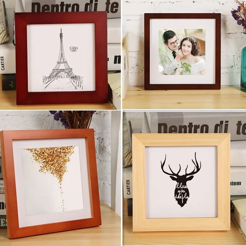 Фоторамка из цельного дерева 14 цветов квадратный размер 5 6 7 8 10 12 16 дюймов