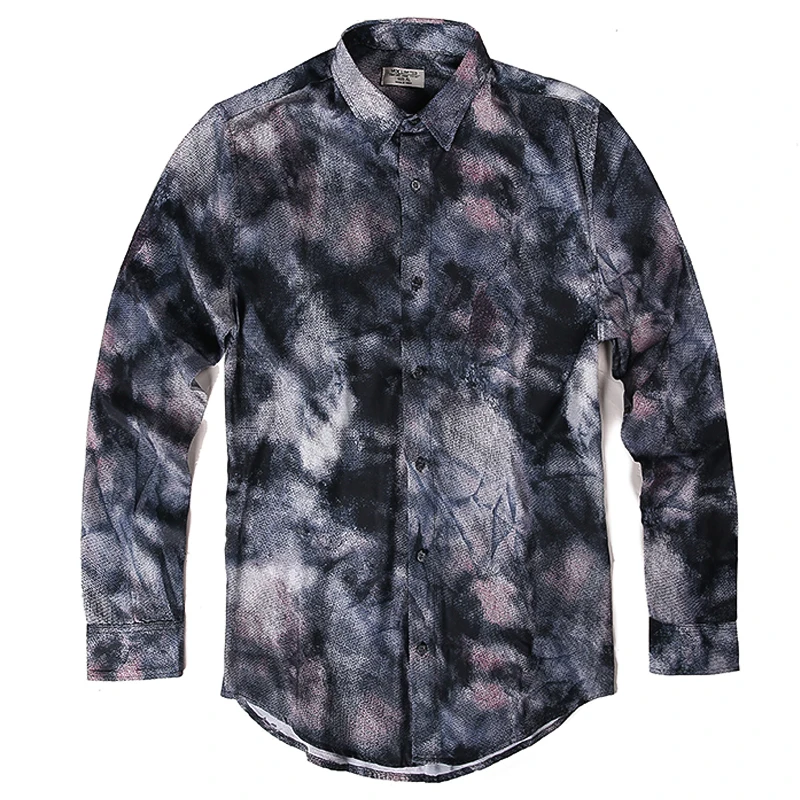 2021 Бесплатная доставка Новая драпированная тонкая мужская рубашка с цветочным