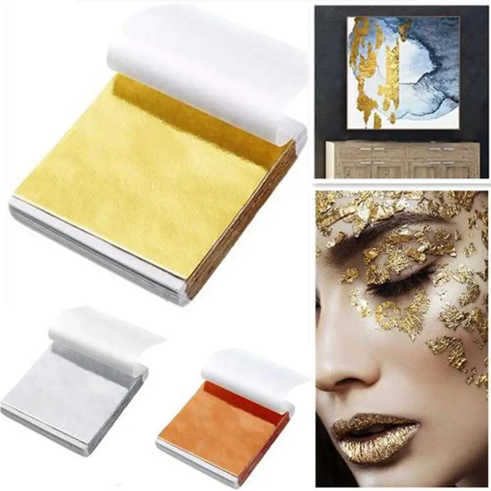 

5pcs/Set Gold Silver Foil Paper Leaf Sheet Gilding DIY Nail Art Painting Material Decorating Foil Paper Party Supplies