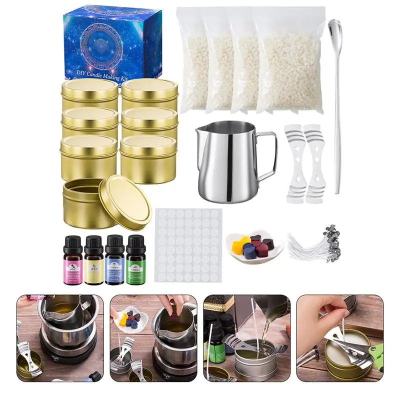 

1 Set Scented Candle Making Tool DIY Candle Wax Cup Candle Making Kit Handmade Plant Essential Oil Tin Can Family Gift Set