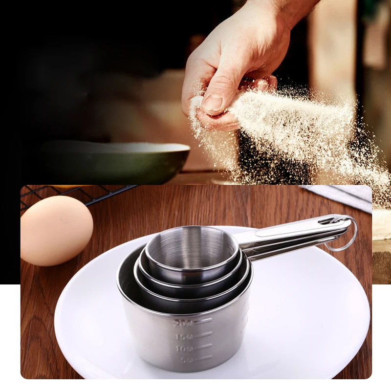 

KAKURI 4 Pcs/Set Measuring Cups Premium Stackable Kitchen Measuring Spoon Set Stainless Steel Measuring Spoons Set