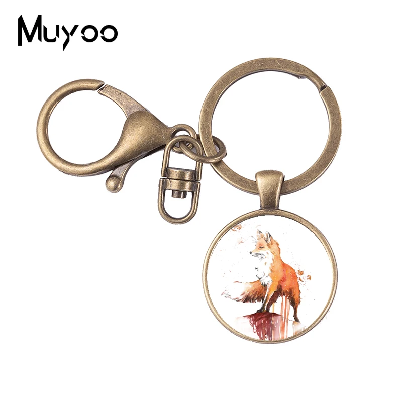 Новинка 2021 милый брелок с рисунком Красной лисы стеклянный купол фото ювелирные