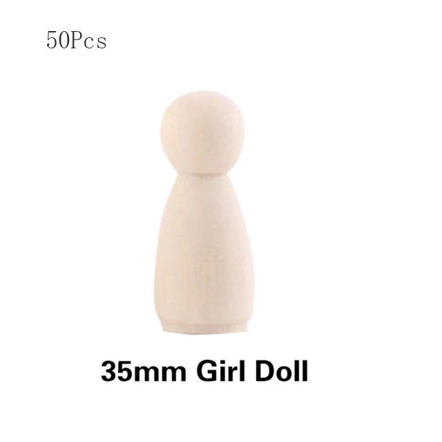 35mm Girl 50 шт. 35-65 мм деревянные колышки для кукол DIY игрушки Неокрашенная ручная работа деревянная колышка Кукла рождественские подарки Дети DIY игрушки бытовые товары - Цвет: 35mm Girl