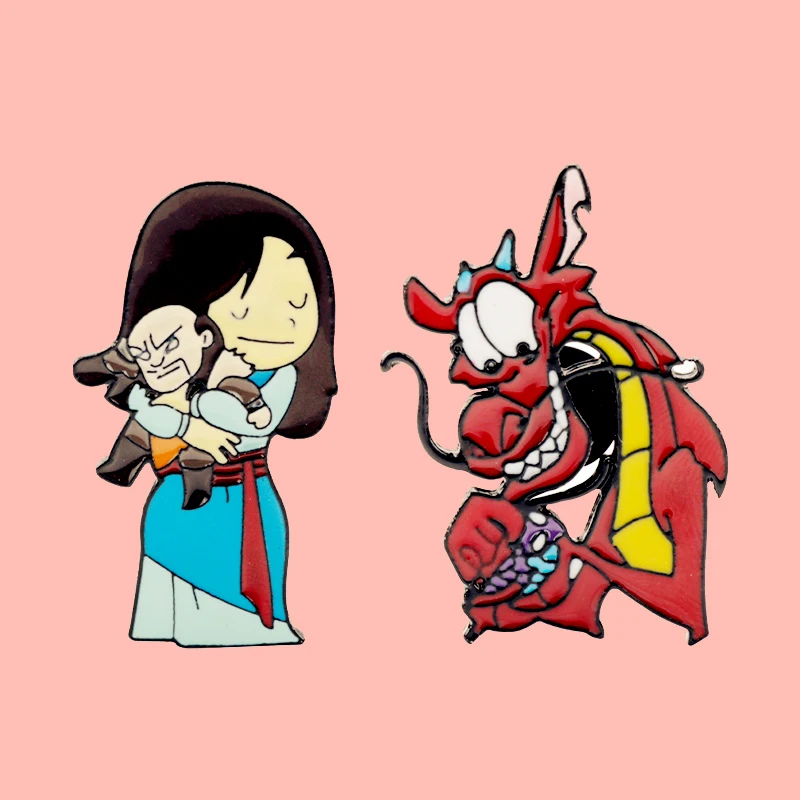 Эмалированная брошь в виде мультяшного героя мультфильма Мулан дракона мулата