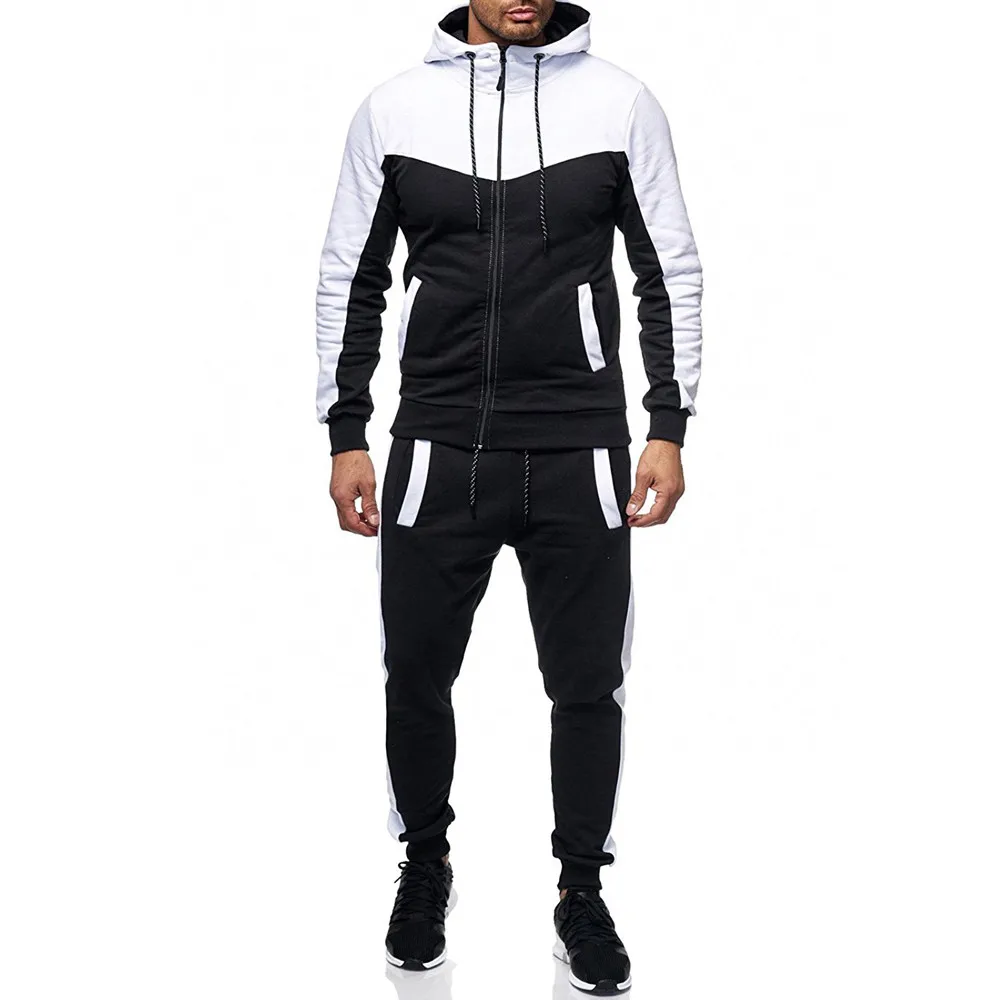 Men Casual Set Hooded Solid Patchwork 2020 Autumn New Men's Sportswear Hoodies+Pants 2PCS Sets Hip Hop Street Loose Tracksuits | Спорт и