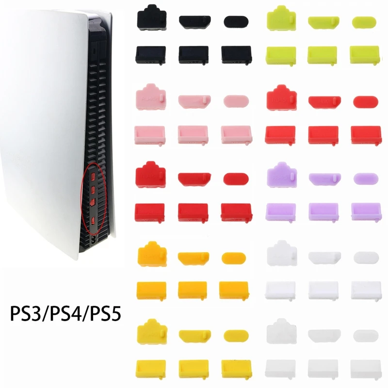 

Набор силиконовых пылезащитных заглушек F3MA 6 шт./компл. USB RJ45 HDMI-совместимых противопылевых заглушек для PS5 PS4 PS3 игр