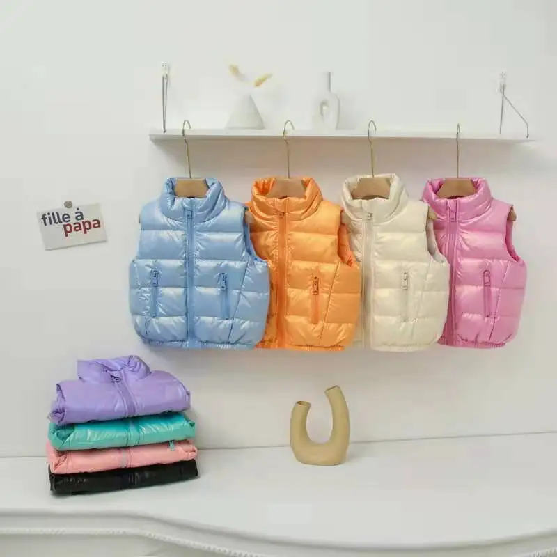 Новинка 2021 детский пуховой жилет теплый с подкладкой и воротником-стойкой для