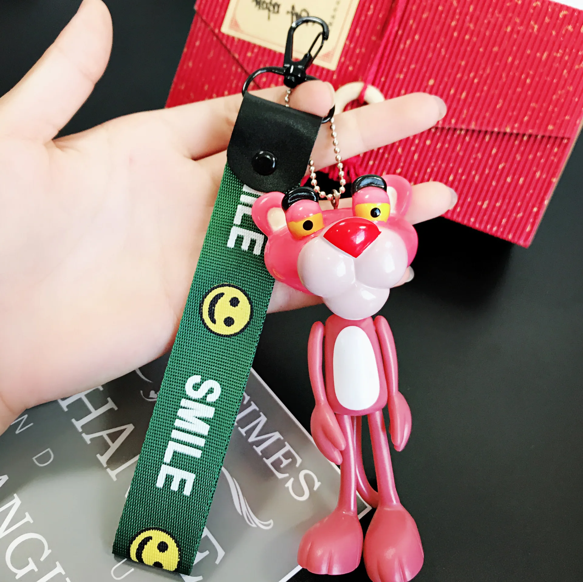 

ins kawaii girl cute cartoon leopard pendant couple keychain bag mobile phone pendant playful leopard print gift
